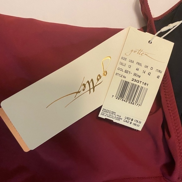 NWT- Gottex One Piece Swim Suit- Wine-Size 12 - Picture 10 of 13